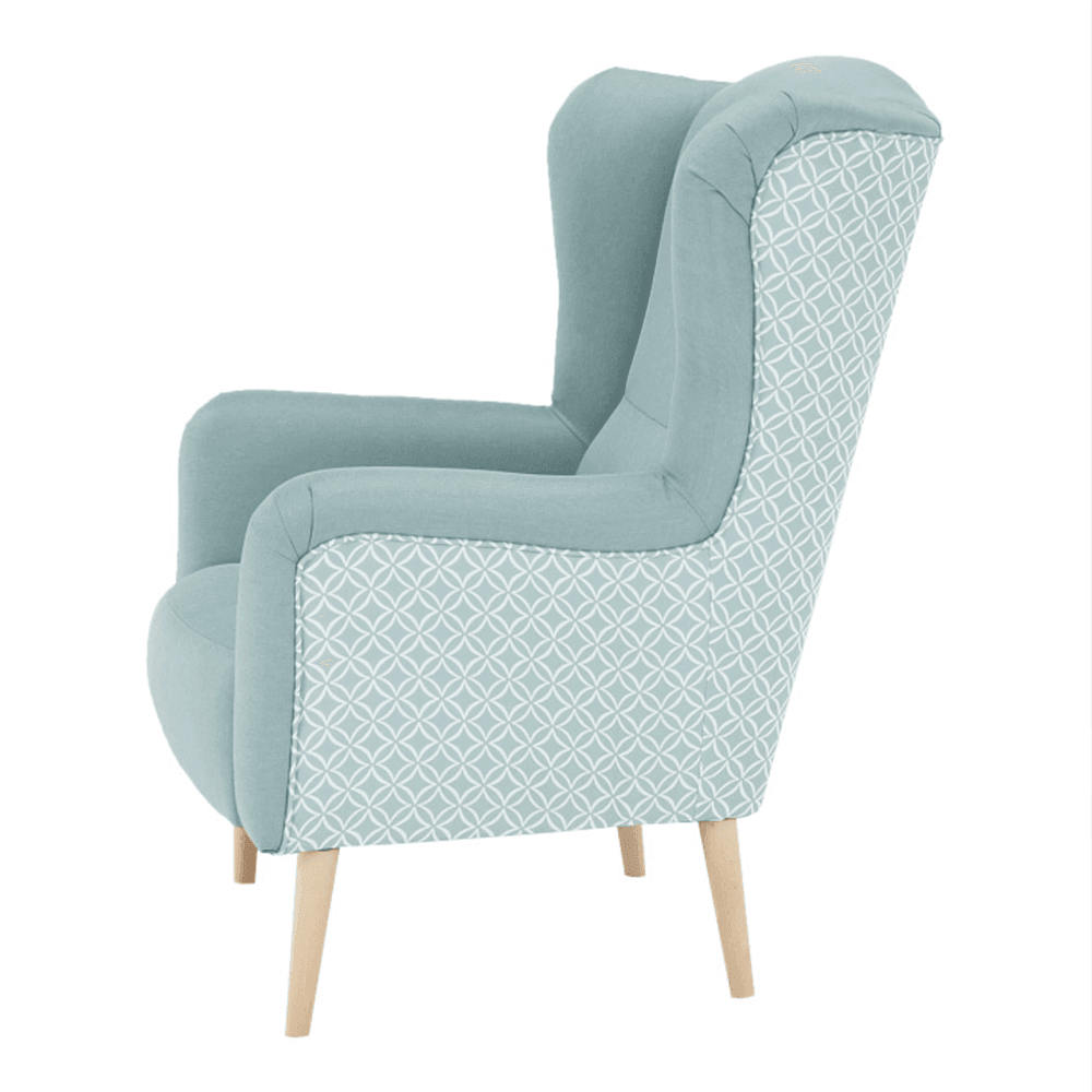 Belek dizájn fotel – mentolzöld mintás szövet thumbnail 6