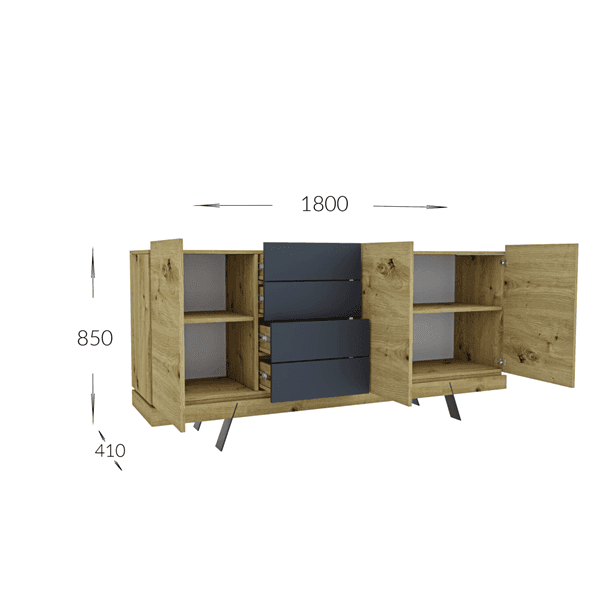 Amber I. TV Szekrény – Gold Craft Oak / Antracit thumbnail 3