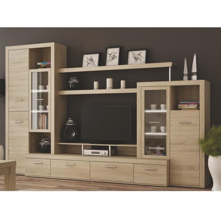Atlantis New nappali szekrénysor LED világítással – Sonoma tölgy