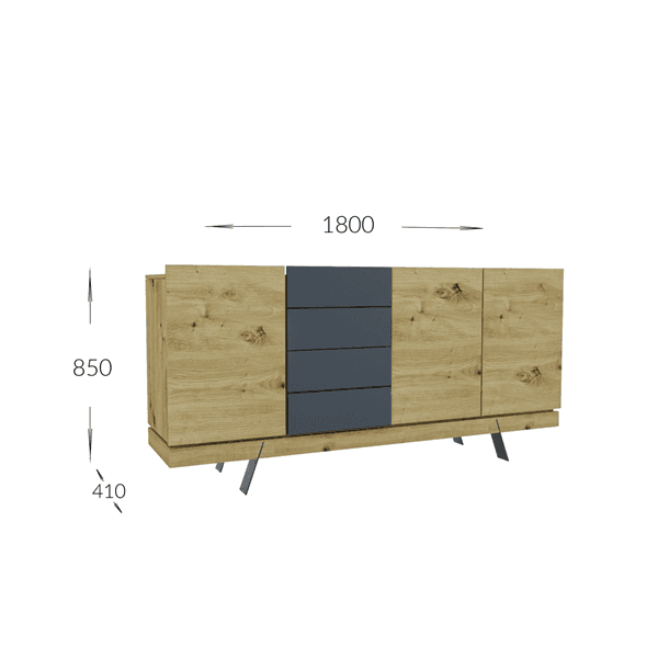 Amber I. TV Szekrény – Gold Craft Oak / Antracit thumbnail 2