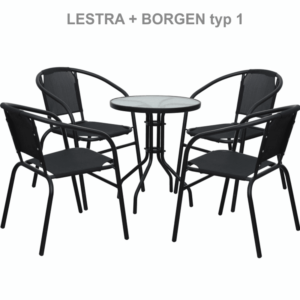 Borgen Typ 1 étkezőasztal – fekete acél/edzett üveg thumbnail 2