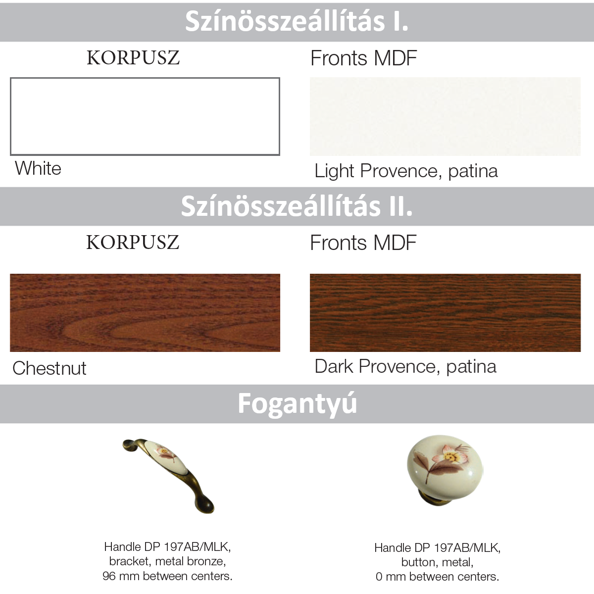 Választható korpusz színek