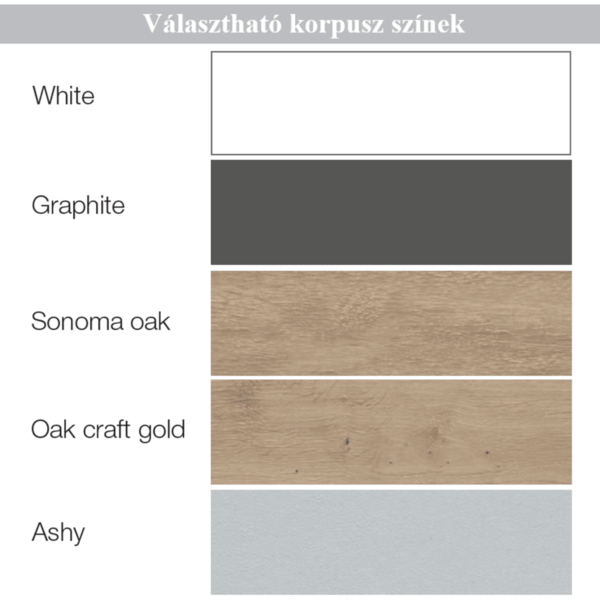 Választható korpusz színek