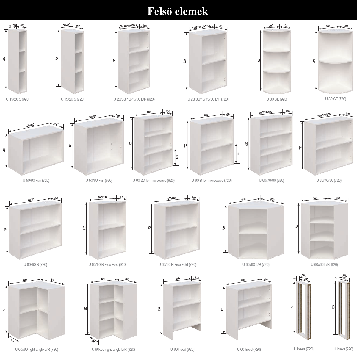 Választható felső elemek